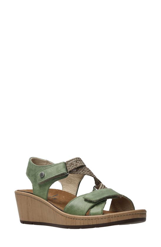 Shop Wolky La Jolla Ankle Strap Platform Wedge Sandal In Olive Leather