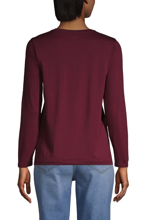 Shop Lands' End Relaxed Supima Cotton Long Sleeve V-neck T-shirt In Rich Burgundy