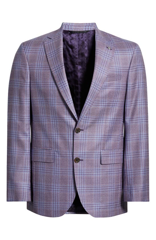 Shop Ted Baker Jay Slim Fit Windowpane Check Blazer In Berry