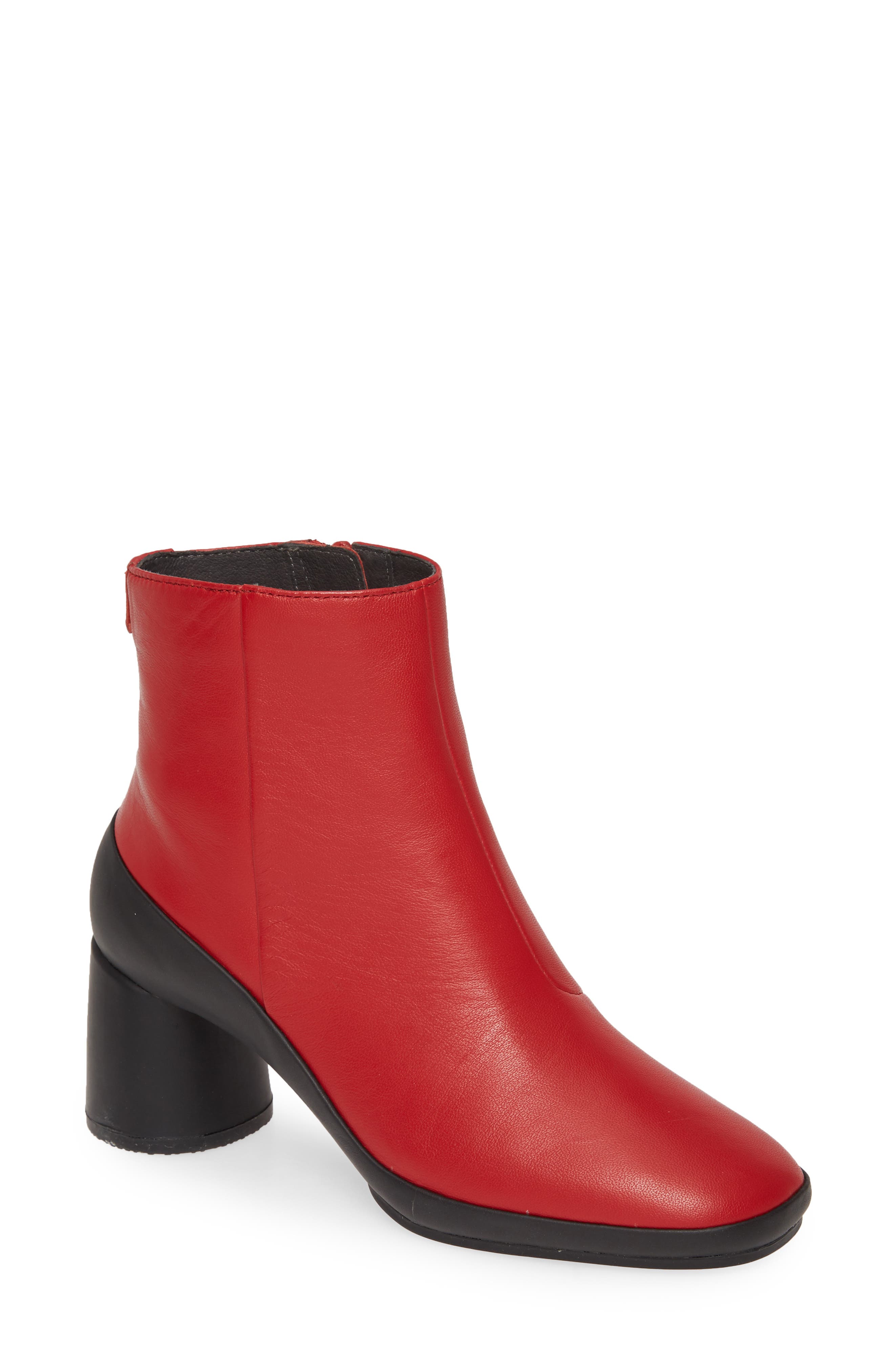 Camper Upright Column Heel Bootie, Red