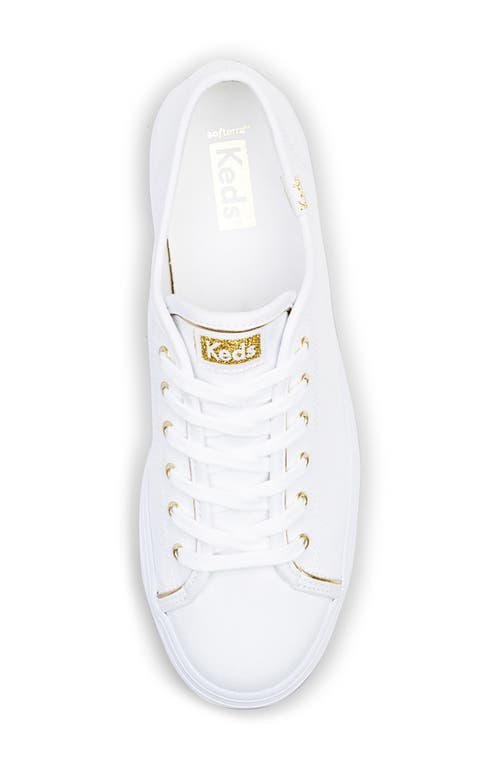 Keds ® Triple Up Piped Platform Sneaker In White/gold