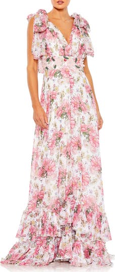 Mac Duggal Ruffle Floral Print Chiffon Gown | Nordstrom