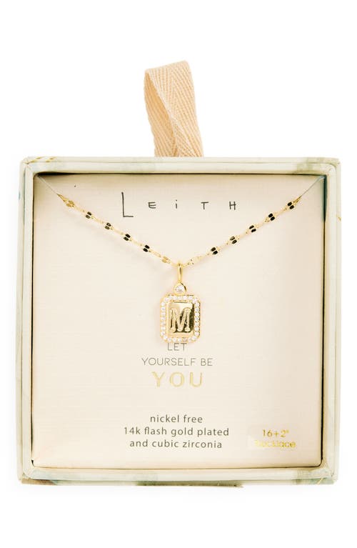 Leith Initial Pendant Necklace In M- Clear- Gold