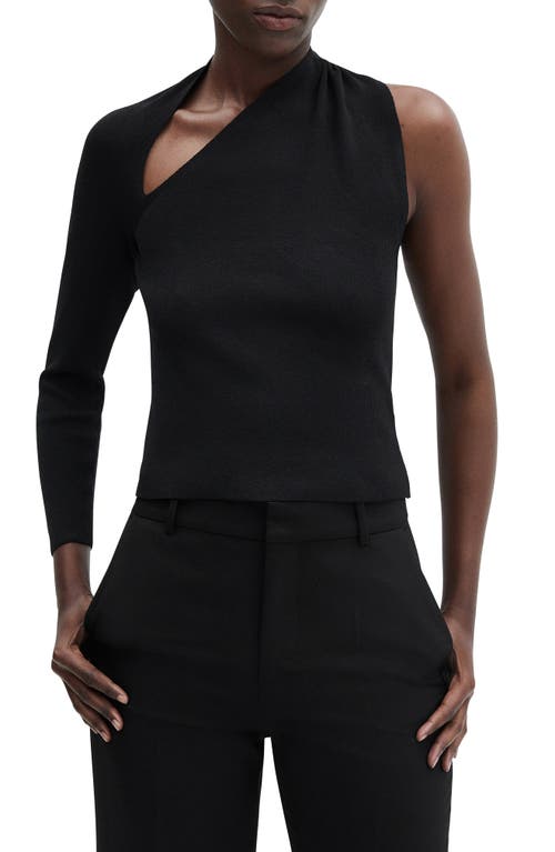 MANGO Asymmetric Cutout Knit Top in Black at Nordstrom, Size X-Large