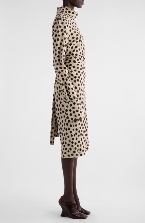 Shop Dries Van Noten Delvet Polka Dot Long Sleeve Tie Waist Dress In Ivory