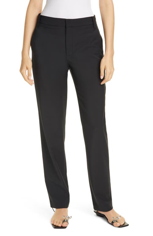 Tibi Slouch High Waist Straight Leg Tropical Suiting Pants in Black