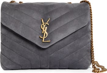 Grey Loulou Small quilted-suede cross-body bag, Saint Laurent