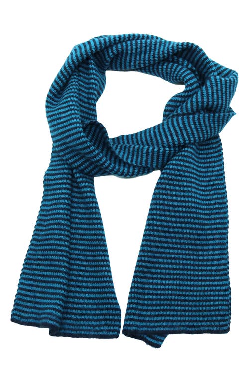 Portolano Ministripe Rib Scarf In Navy/teal