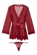 Oh La La Cheri Eyelash Lace Robe & G-String (Plus Size) | Nordstrom