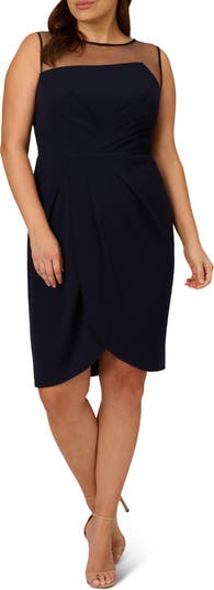 Adrianna Papell Illusion Neck Crepe Cocktail Dress Nordstrom