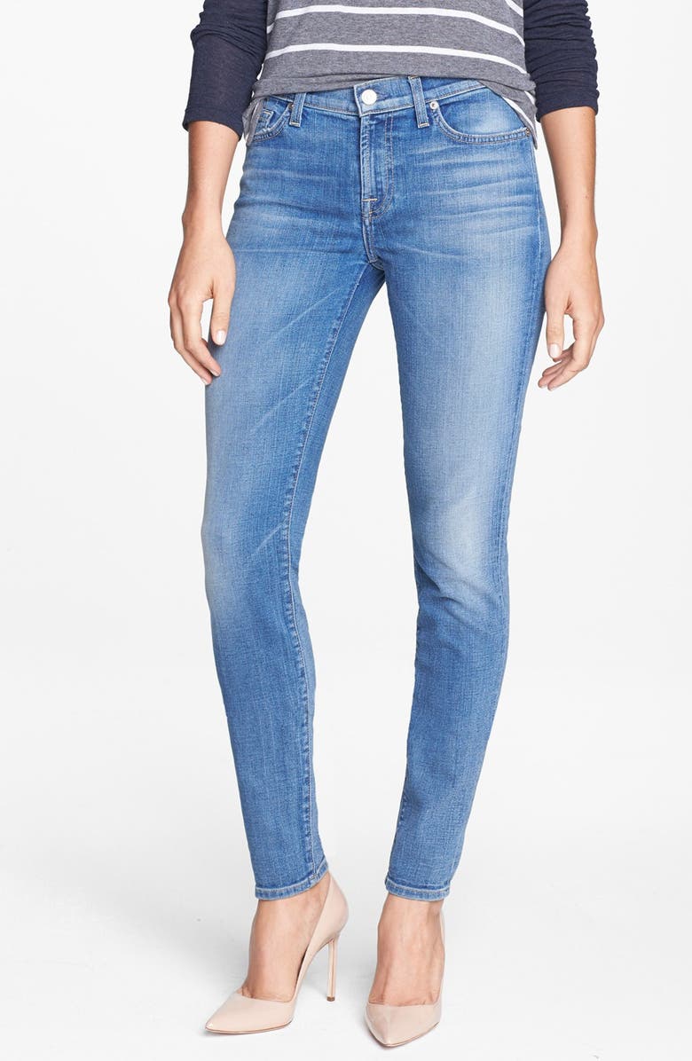 7 For All Mankind® Faded Skinny Jeans (Bright Red Cast Blue) | Nordstrom