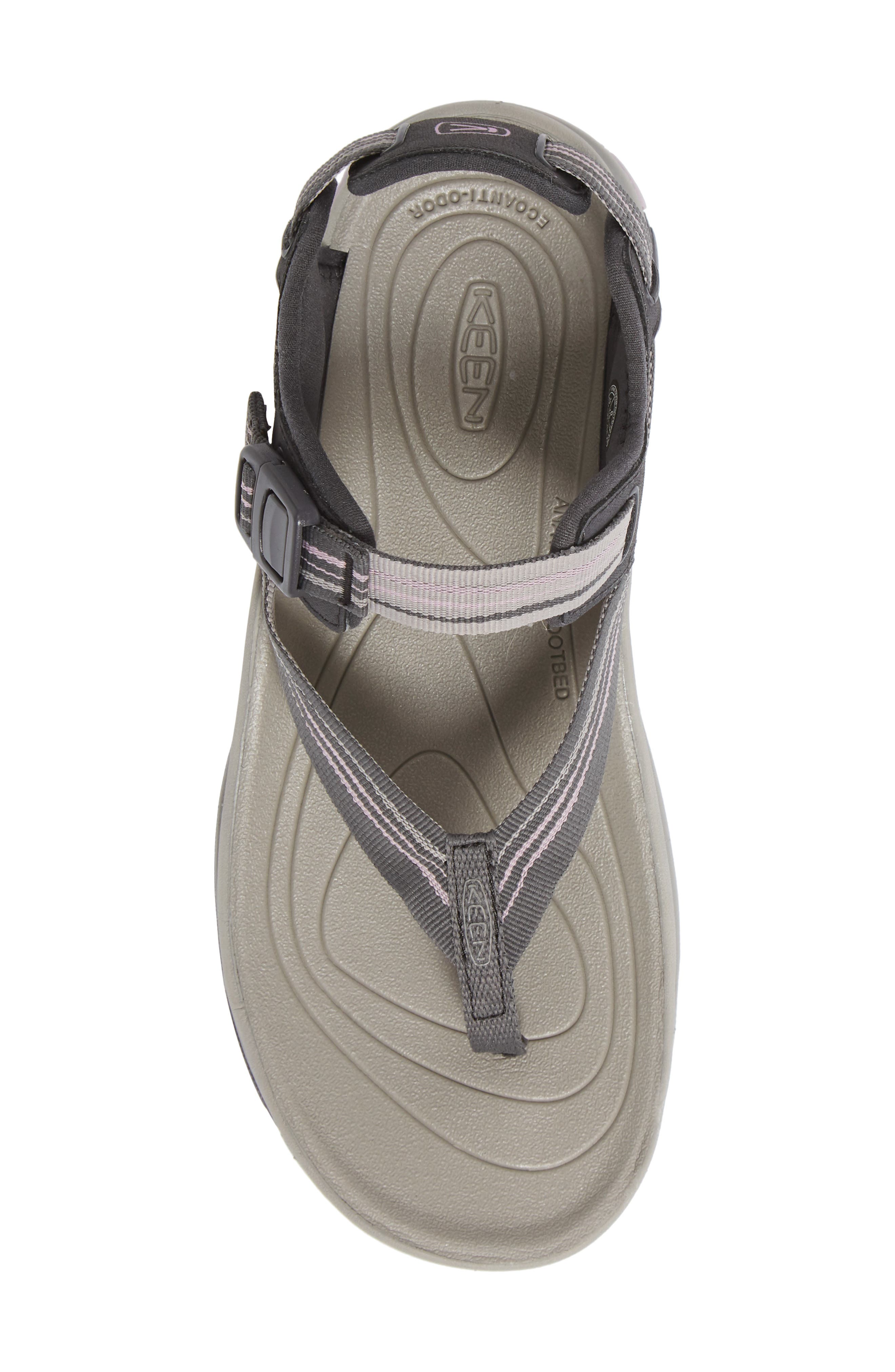 Keen Terradora Ii Toe Post Sandal In Grey/ Dawn Pink Faux Leather