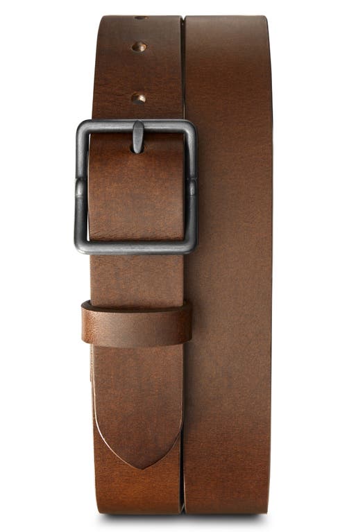 Shinola Center Bar Buckle Navigator Leather Belt In Med Brown