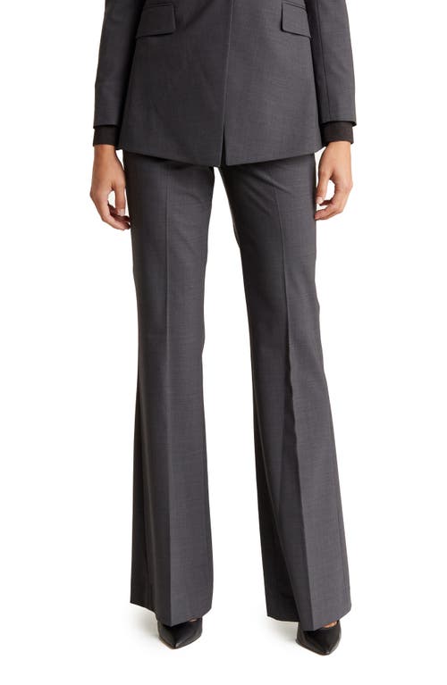 Theory Demetria Virgin Wool Blend Trousers in Charcoal Melange at Nordstrom, Size 00