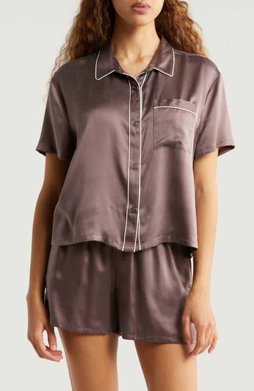 Shop Nordstrom Washable Silk Short Pajamas In Grey Plum