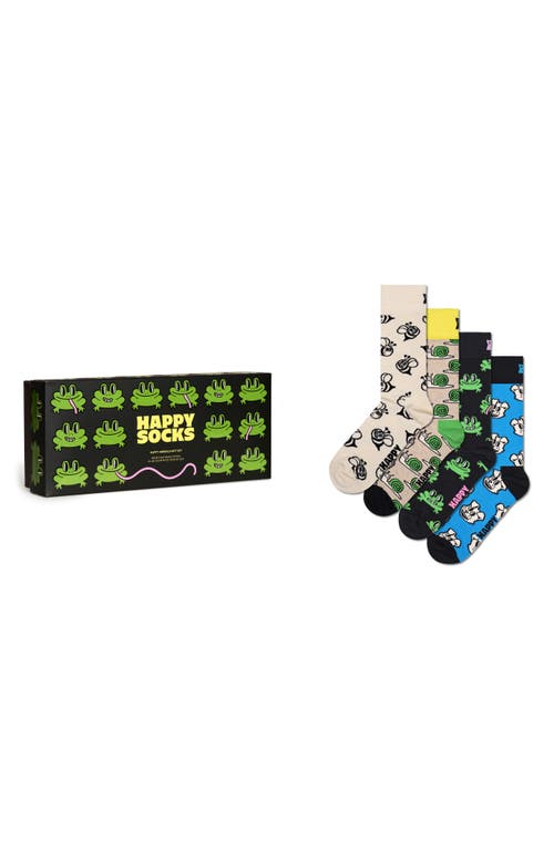 Happy Socks Happy Animals 4-Pack Cotton Blend Crew Socks Gift Set in White at Nordstrom
