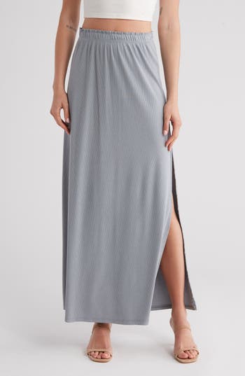 Go Couture Rib Maxi Skirt In Gray