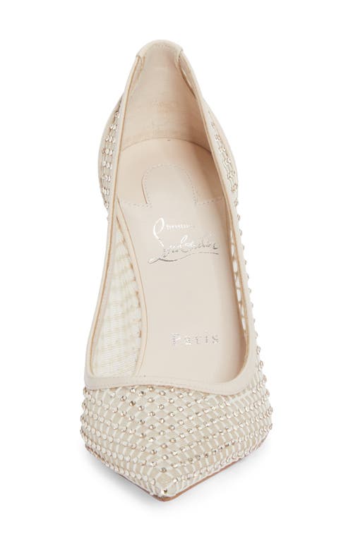 Shop Christian Louboutin Apostropha Crystal Embellished Pointed Toe Pump In Leche Silk/lin Leche