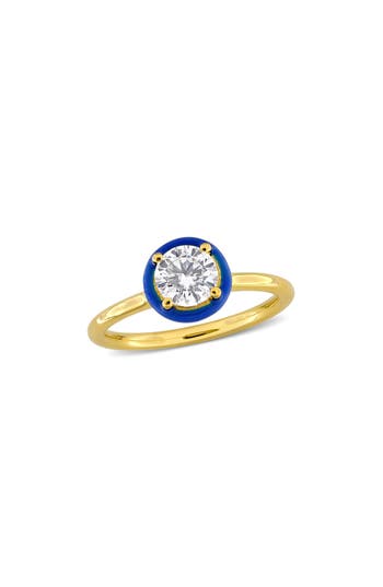 Delmar Lab-created Moissanite & Enamel Ring In Blue/gold