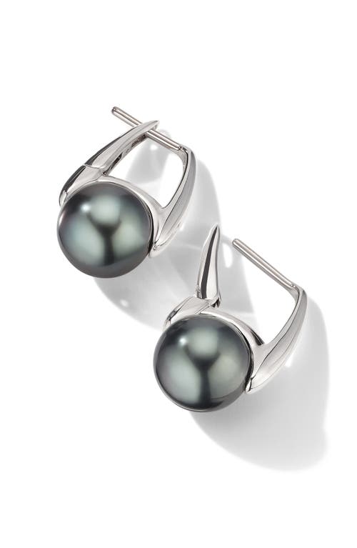 Shop Cast The Daring Tahitian Pearl Drop Earrings In Silver