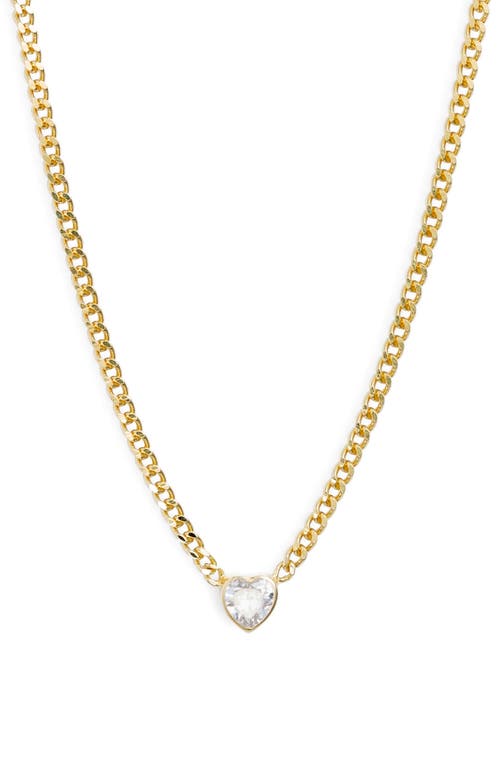 SHYMI Fancy Bezel Pendant Necklace in Gold/White/heart at Nordstrom, Size 16