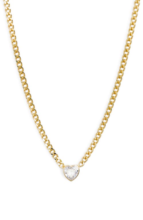 Shymi Fancy Bezel Pendant Necklace In Gold/white/heart