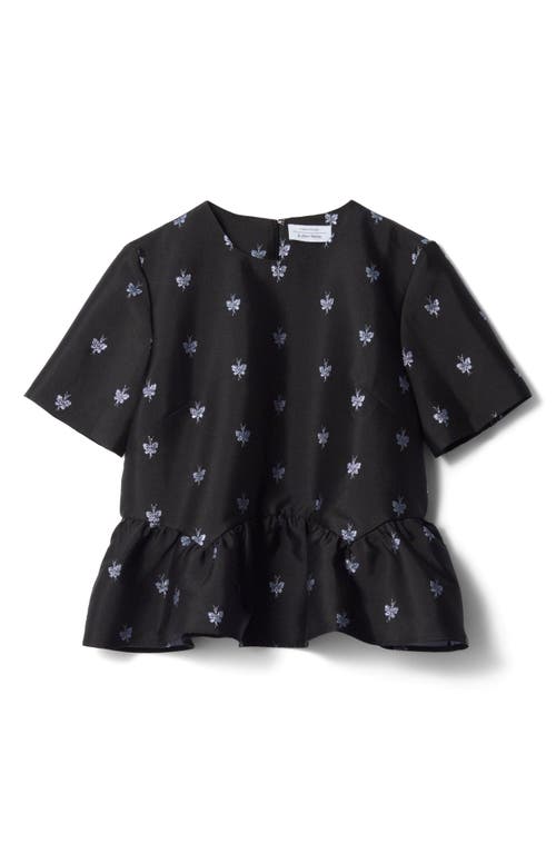 & Other Stories Floral Jacquard Peplum Top In Dolce