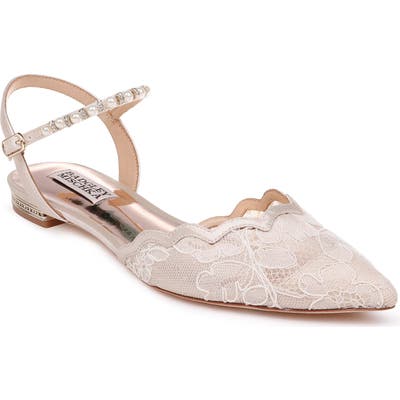 Badgley Mischka Lennon Embellished Skimmer Flat- Ivory
