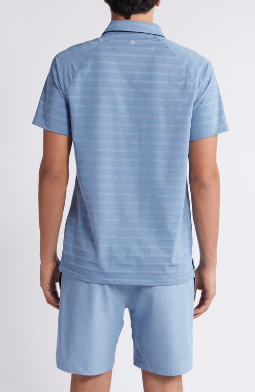 Shop Zella Stripe Performance Court Polo In Blue Coronet