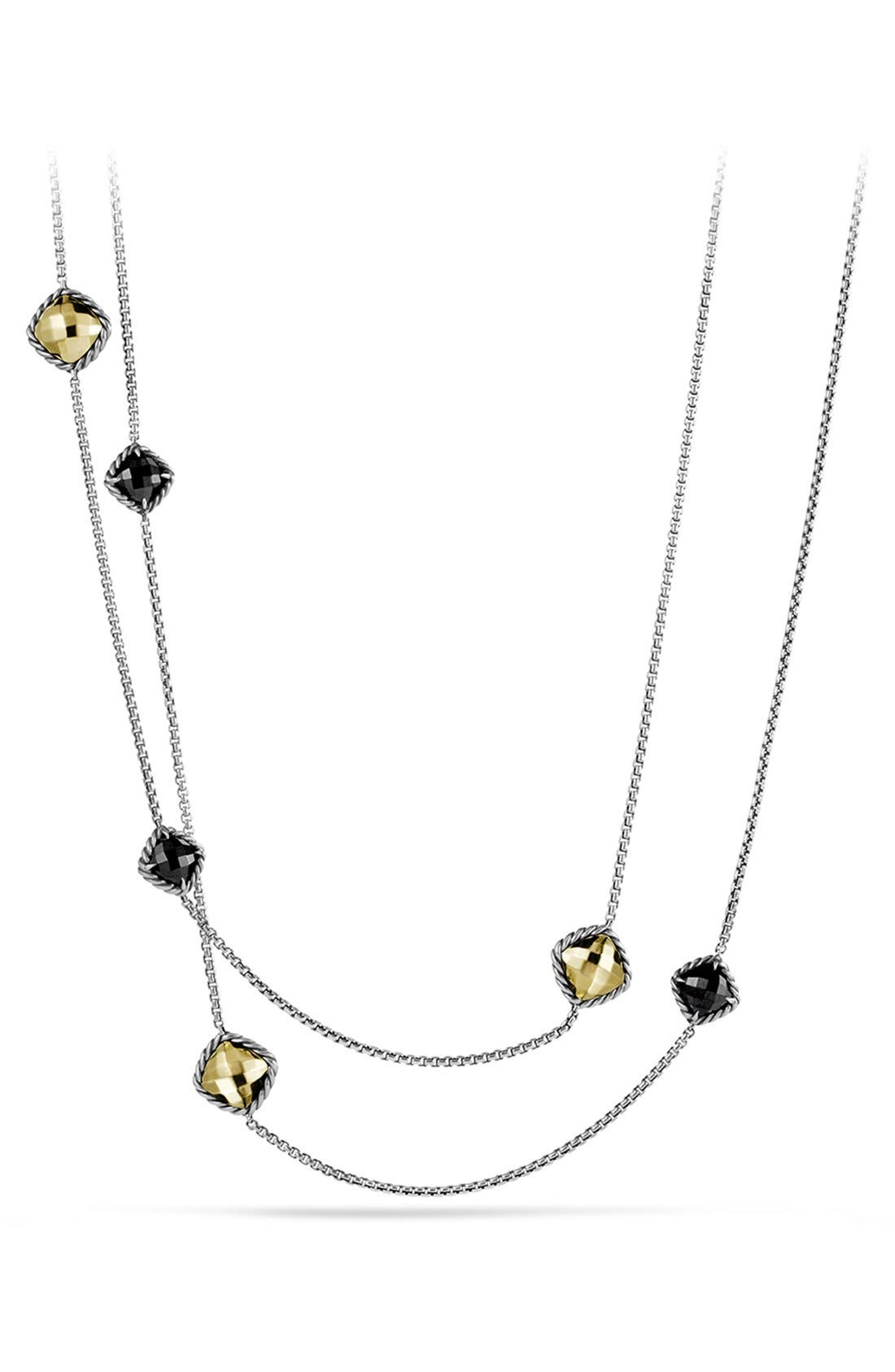 David Yurman 'Châtelaine' Chain Necklace with Black Onyx and Gold