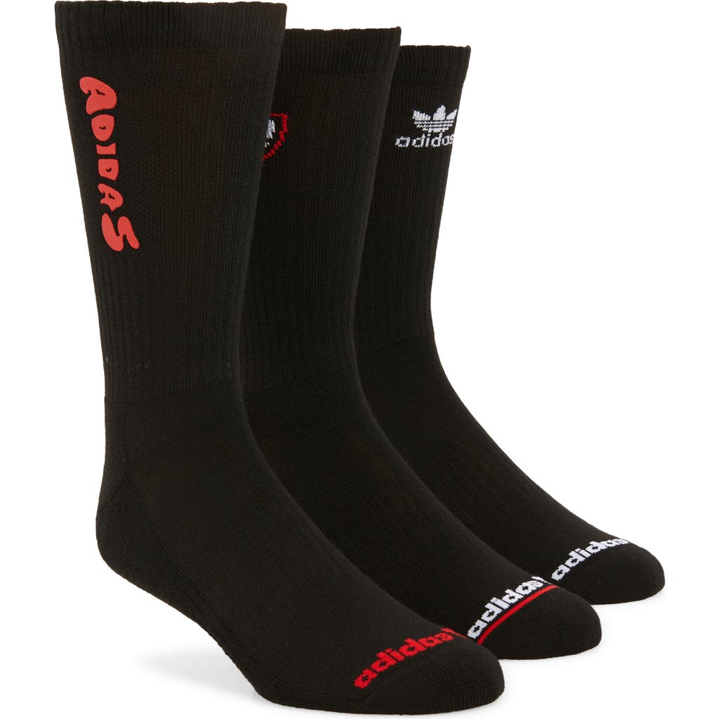 Adidas Originals Street Assorted 3-pack Crew Socks In Black
