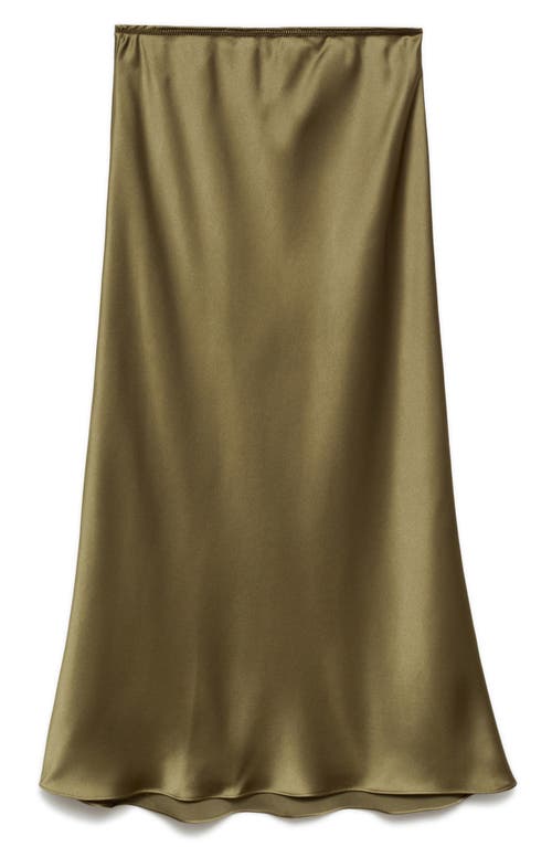 Shop Mango Satin Midi Skirt In Green