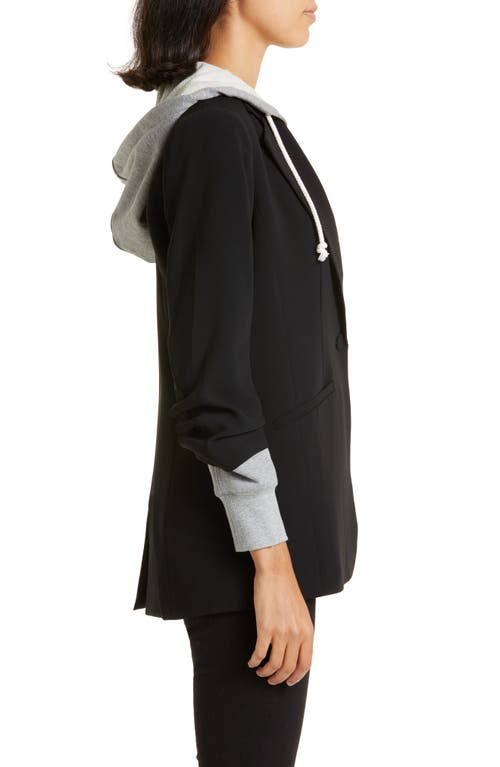 Shop Cinq À Sept Hooded Khloe Jacket In Black/heather Grey