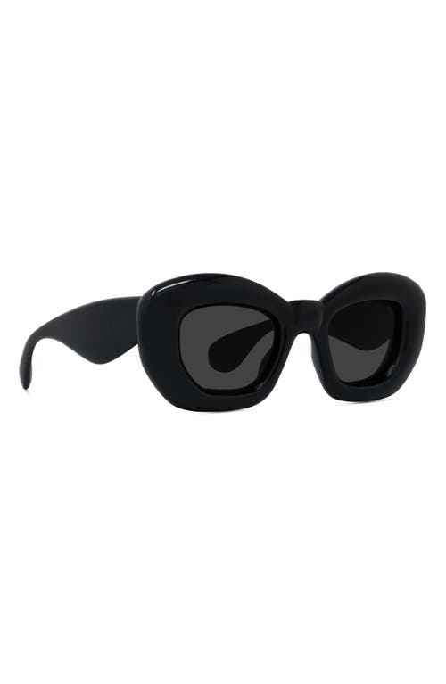 Shop Loewe Inflated 47mm Butterfly Sunglasses In Shiny Black/smoke