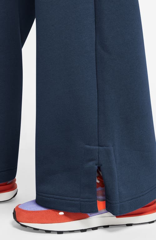 Shop Nike Sportswear Phoenix High Waist Wide Leg Sweatpants In Midnight Navy/black