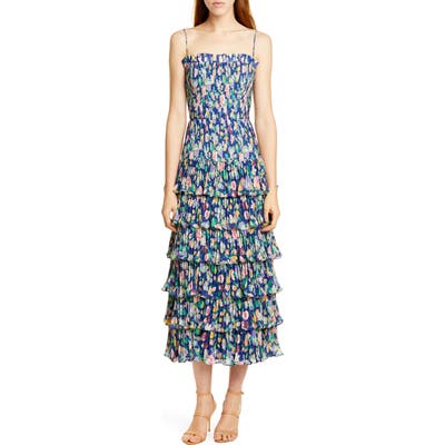 Amur Viola Floral Print Dress, Blue