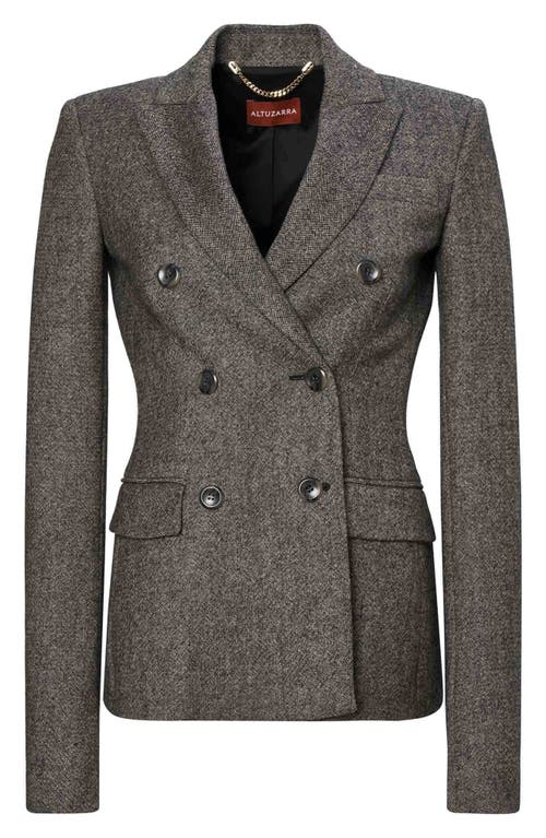 Shop Altuzarra Indiana Double Breasted Wool Blazer In Black Tweed