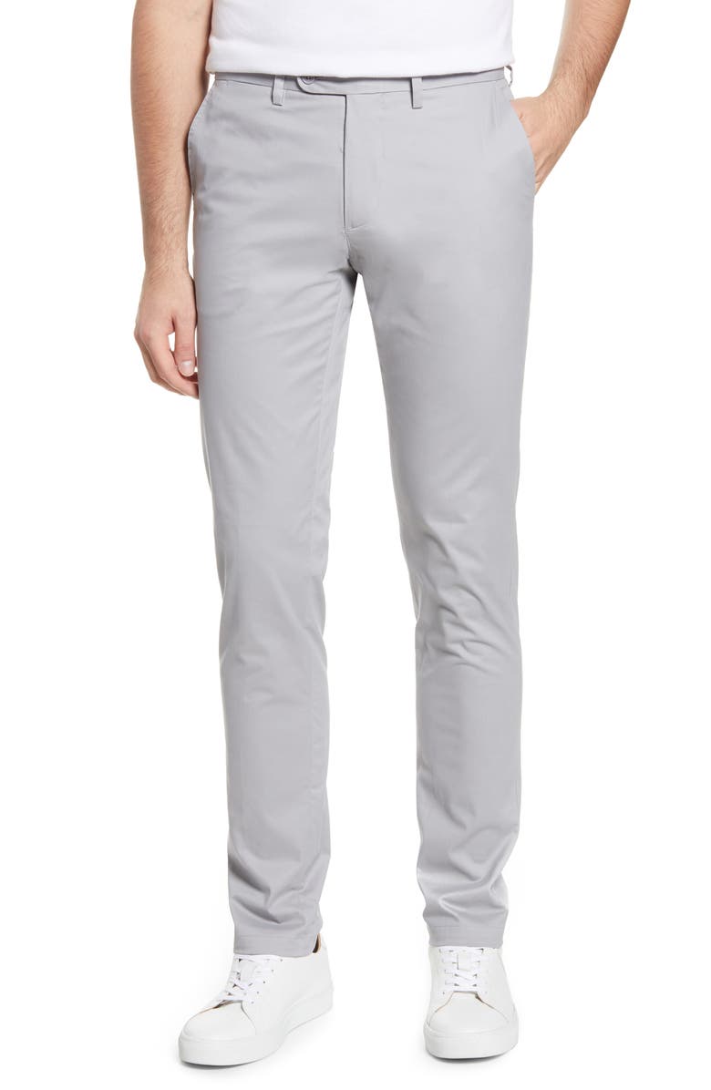 BUGATCHI Slim Fit Poplin Chinos, Main, color, GRIS