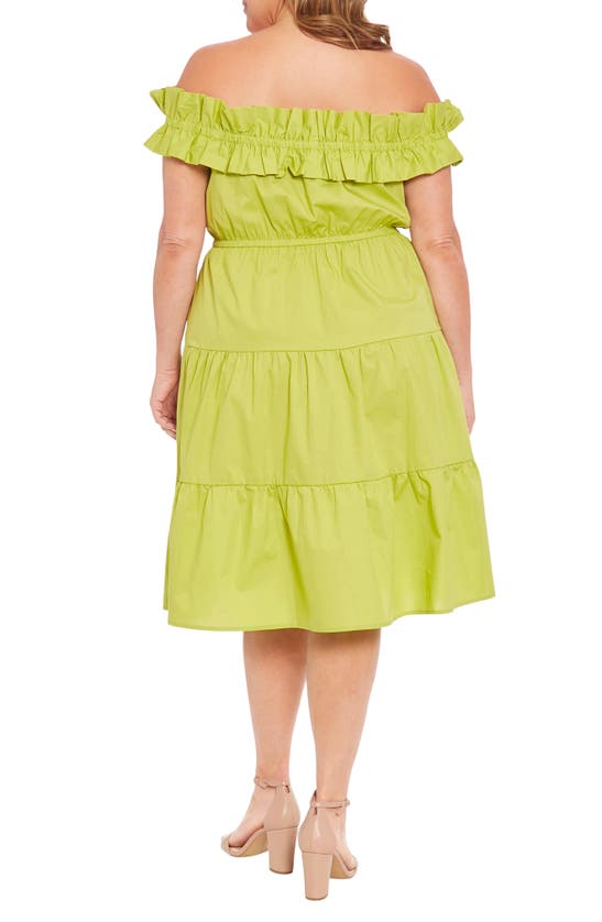 London Times Ruffle Off The Shoulder Tier Dress In Green