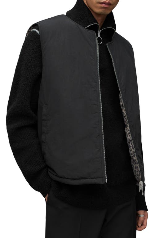 Allsaints Underground Reversible Leopard Print Vest In Leopard Black