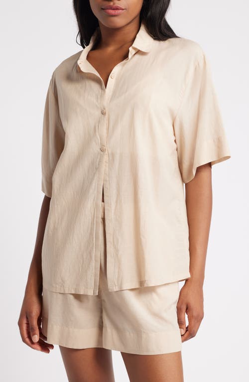 Shop Open Edit Vacation Short Pajamas In Tan Oxford