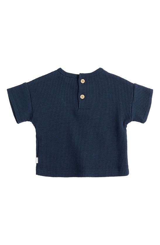Shop Firsts By Petit Lem Kids' Lemon Appliqué Thermal Knit T-shirt & Shorts Set In Navy