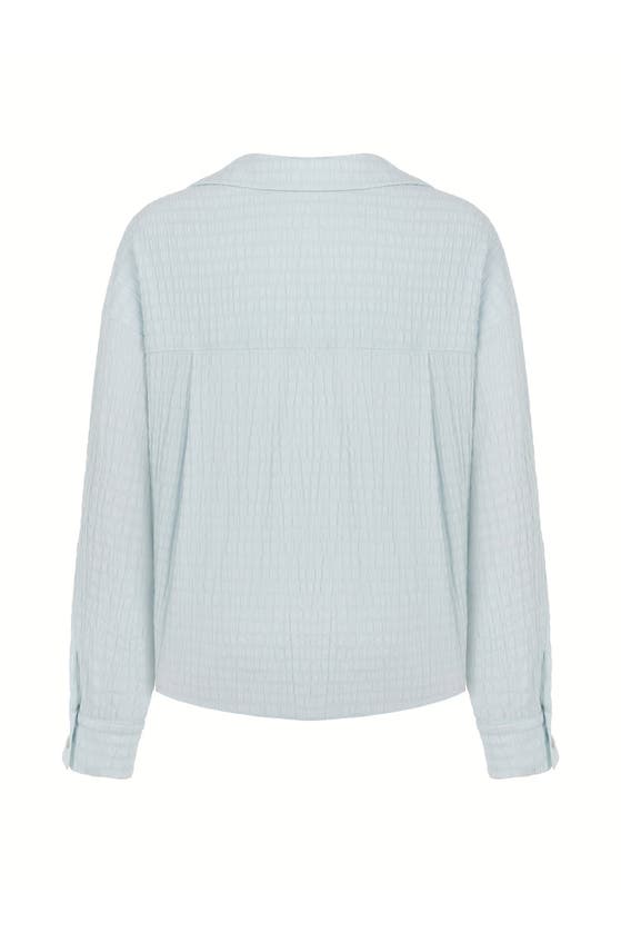 Shop Nocturne Textured Blouse With Front Knot In Blue