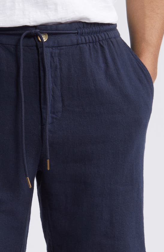 Shop Rails Archer Flat Front Cotton & Linen Shorts In Deep Meridian