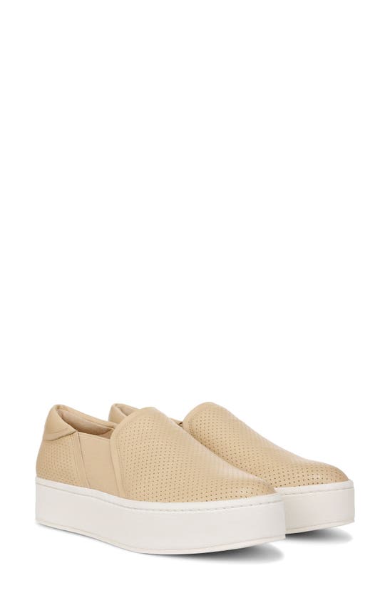 Shop Vince Warren Perforated Platform Sneaker In Macadamia Beige