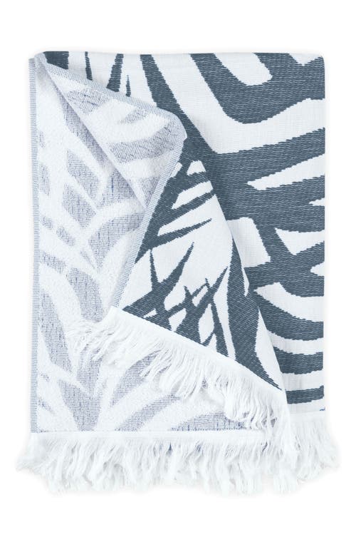 Matouk Zebra Palm Print Beach Towel in Navy at Nordstrom