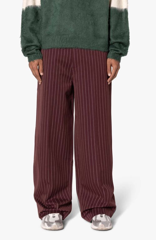 Mnml Pleated Wide Leg Cotton Pants In Red