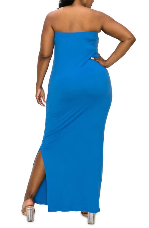 Shop L I V D Eliza Strapless Maxi Dress In Cobalt