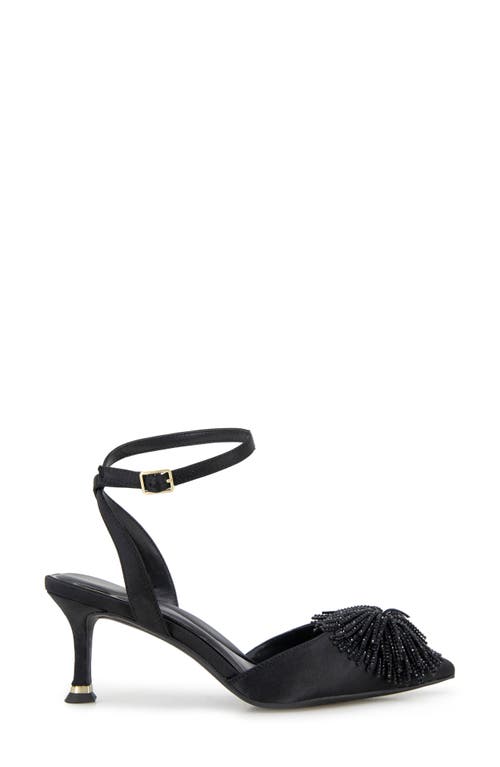 Kenneth Cole Umi Starburst Ankle Strap Pointed Toe Pump In Black Satin