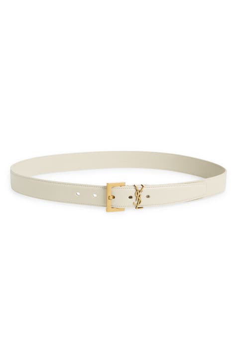 Off-White Women's initials Leather Belt - Beige Gold - Size Xs